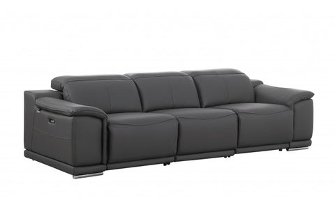 9762 DivanItalia Dark Gray 3-Piece Modular Power Reclining Sofa – Top Grain Italian LeatherModel:  9762-DK-GREY-3.3-HT