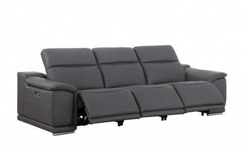9762 DivanItalia Dark Gray 3-Piece Modular Power Reclining Sofa – Top Grain Italian LeatherModel:  9762-DK-GREY-3.3-HT