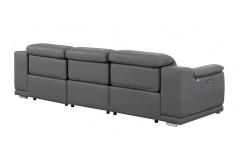 9762 DivanItalia Dark Gray 3-Piece Modular Power Reclining Sofa – Top Grain Italian LeatherModel:  9762-DK-GREY-3.3-HT