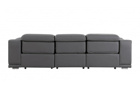 9762 DivanItalia Dark Gray 3-Piece Modular Power Reclining Sofa – Top Grain Italian LeatherModel:  9762-DK-GREY-3.3-HT