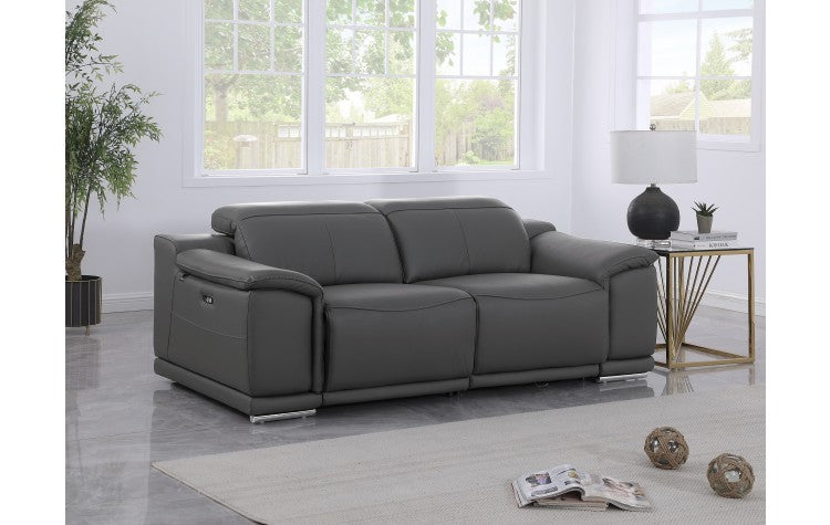 9762 DivanItalia Dark Grey Top Grain Italian Leather Modular LoveseatModel:  9762-DK-GREY-2.2-HT