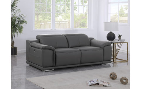 9762 DivanItalia Dark Grey Top Grain Italian Leather Modular LoveseatModel:  9762-DK-GREY-2.2-HT