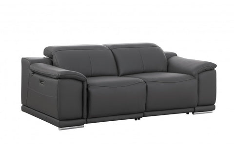 9762 DivanItalia Dark Grey Top Grain Italian Leather Modular LoveseatModel:  9762-DK-GREY-2.2-HT