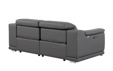9762 DivanItalia Dark Grey Top Grain Italian Leather Modular LoveseatModel:  9762-DK-GREY-2.2-HT