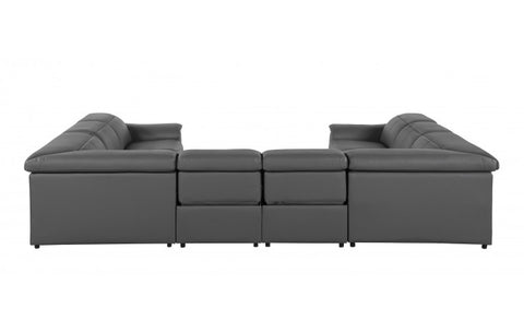 9762 DivanItalia Dark Gray 8-Piece Sectional – Top Grain Italian Leather with 4 Power ReclinersModel:  9762-DK-GREY-8PC-4PWR-U-NC-SECT-GROUP