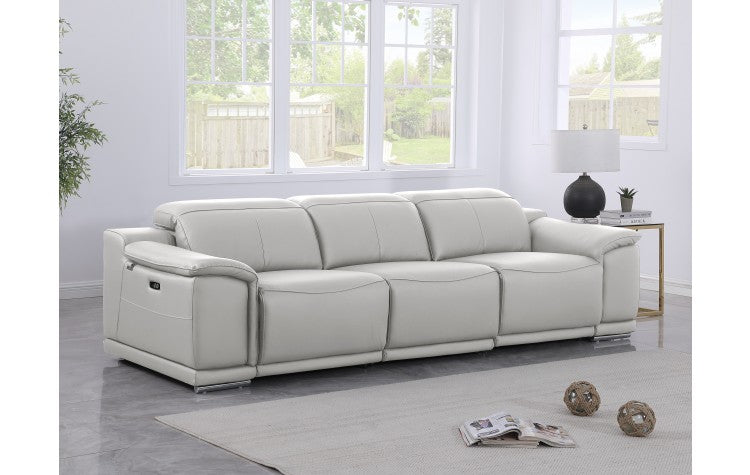 9762 DivanItalia Light Gray 3-Piece Modular Power Reclining Sofa – Top Grain Italian LeatherModel:  9762-LT-GREY-3.3-HT