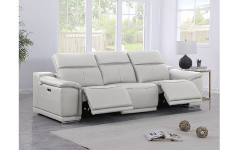 9762 DivanItalia Light Grey Top Grain Italian Leather Power Reclining Sofa with Dual ReclinersModel:  9762-LT-GREY-3.2-S-HT