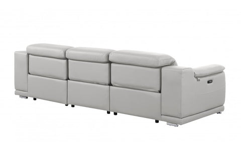9762 DivanItalia Light Gray 3-Piece Modular Power Reclining Sofa – Top Grain Italian LeatherModel:  9762-LT-GREY-3.3-HT
