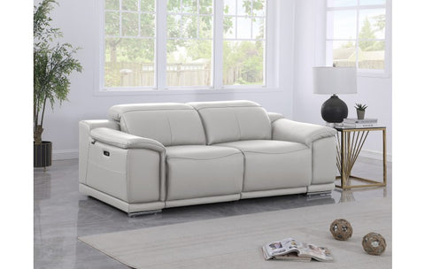 9762 DivanItalia Light Grey Top Grain Italian Leather Modular LoveseatModel:  9762-LT-GREY-2.2-HT