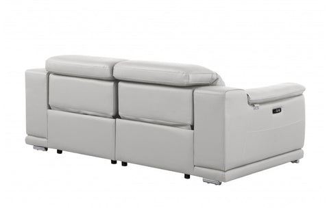 9762 DivanItalia Light Grey Top Grain Italian Leather Modular LoveseatModel:  9762-LT-GREY-2.2-HT