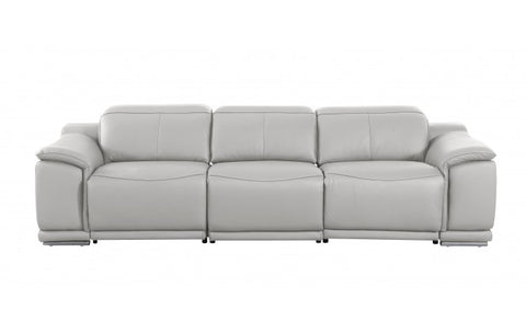 9762 DivanItalia Light Grey Top Grain Italian Leather Power Reclining Sofa with Dual ReclinersModel:  9762-LT-GREY-3.2-S-HT
