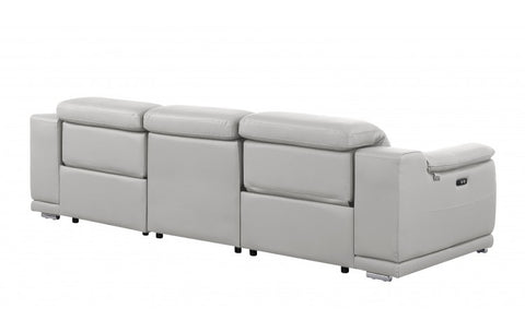 9762 DivanItalia Light Grey Top Grain Italian Leather Power Reclining Sofa with Dual ReclinersModel:  9762-LT-GREY-3.2-S-HT