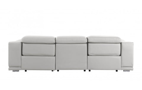 9762 DivanItalia Light Grey Top Grain Italian Leather Power Reclining Sofa with Dual ReclinersModel:  9762-LT-GREY-3.2-S-HT