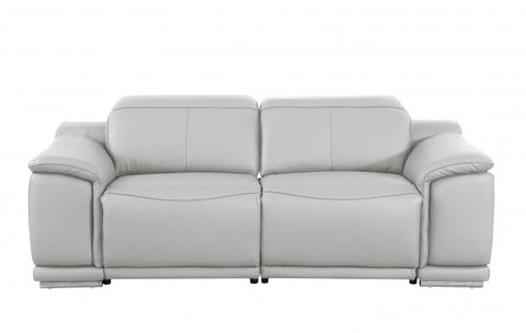 9762 DivanItalia Light Grey Modular Power Reclining Sofa and Loveseat Set in Top Grain Italian LeatherModel:  9762-LT-GREY-5.4-HT-2PC