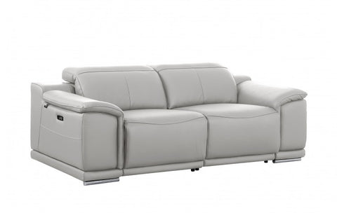 9762 DivanItalia Light Grey Modular Power Reclining Sofa and Loveseat Set in Top Grain Italian LeatherModel:  9762-LT-GREY-5.4-HT-2PC
