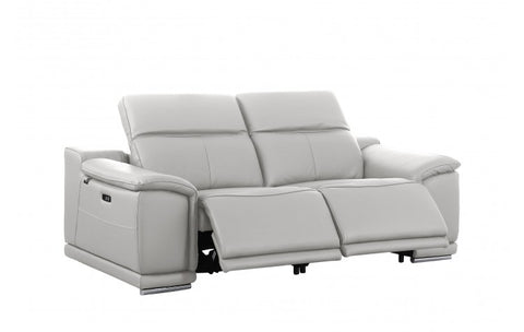 9762 DivanItalia Light Grey Modular Power Reclining Sofa and Loveseat Set in Top Grain Italian LeatherModel:  9762-LT-GREY-5.4-HT-2PC
