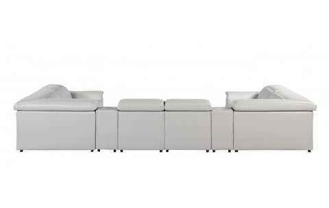 9762 DivanItalia Light Gray 8-Piece Sectional – Top Grain Italian Leather with 2 Power Recliners and 2 ConsolesModel:  9762-LT-GREY-8PC-2PWR-U-SECTIONAL-GROUP