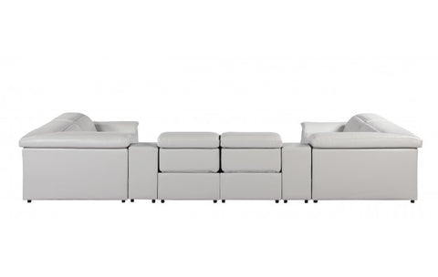 9762 DivanItalia Light Gray 8-Piece Sectional – Top Grain Italian Leather with 4 Power Recliners and 2 ConsolesModel:  9762-LT-GREY-8PC-4PWR-U-SECTIONAL-GROUP