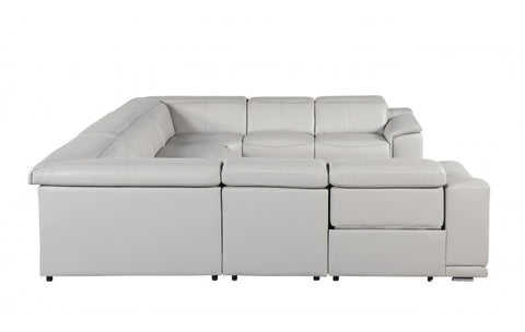 9762 DivanItalia Light Gray 8-Piece Sectional – Top Grain Italian Leather with 4 Power ReclinersModel:  9762-LT-GREY-8PC-4PWR-U-NC-SECT-GROUP