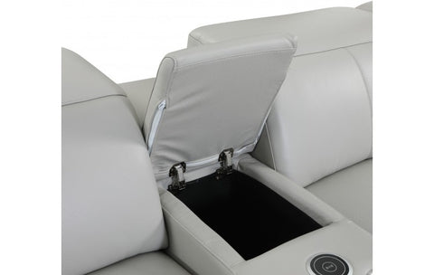 9762 DivanItalia Light Gray Modular Power Reclining Loveseat – Top Grain Italian LeatherModel:  9762-LT-GREY-3.2-HT