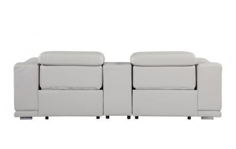 9762 DivanItalia Light Gray Modular Power Reclining Loveseat – Top Grain Italian LeatherModel:  9762-LT-GREY-3.2-HT