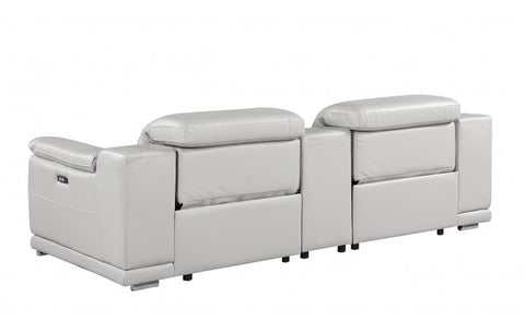 9762 DivanItalia Light Gray Modular Power Reclining Loveseat – Top Grain Italian LeatherModel:  9762-LT-GREY-3.2-HT