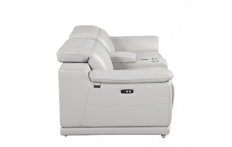 9762 DivanItalia Light Gray Modular Power Reclining Loveseat – Top Grain Italian LeatherModel:  9762-LT-GREY-3.2-HT