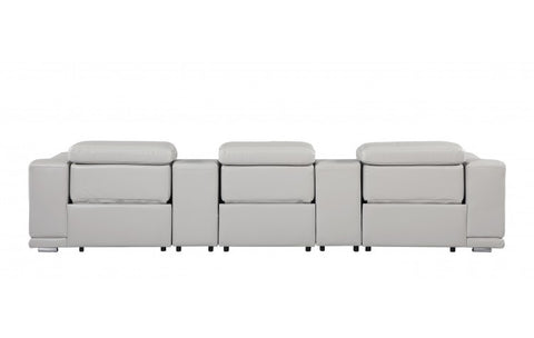 9762 DivanItalia Light Gray 5-Piece Modular Power Reclining Sofa – Top Grain Italian LeatherModel:  9762-LT-GREY-5.3-HT