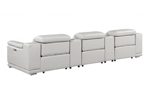 9762 DivanItalia Light Gray 5-Piece Modular Power Reclining Sofa – Top Grain Italian LeatherModel:  9762-LT-GREY-5.3-HT