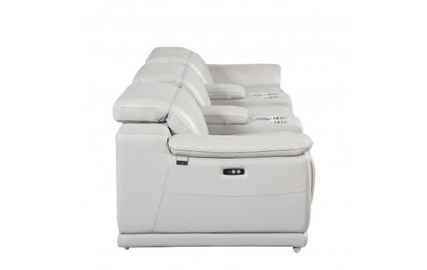 9762 DivanItalia Light Gray 5-Piece Modular Power Reclining Sofa – Top Grain Italian LeatherModel:  9762-LT-GREY-5.3-HT