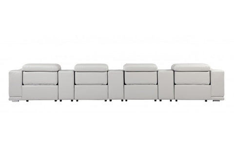 9762 DivanItalia Light Gray 7-Piece Modular Power Reclining Sofa – Top Grain Italian LeatherModel:  9762-LT-GREY-S-7.4-HT