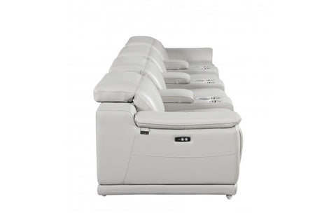 9762 DivanItalia Light Gray 7-Piece Modular Power Reclining Sofa – Top Grain Italian LeatherModel:  9762-LT-GREY-S-7.4-HT