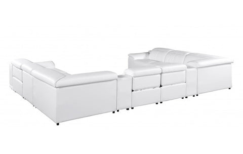 9762 DivanItalia White 10-Piece Sectional – Top Grain Italian Leather with 4 Power Recliners and 2 ConsolesModel:  9762-WHITE-10PC-4PWR-U-SECTIONAL-GROUP