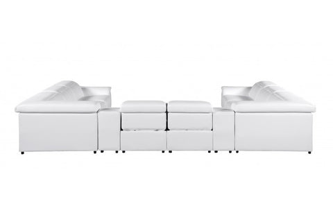 9762 DivanItalia White 10-Piece Sectional – Top Grain Italian Leather with 4 Power Recliners and 2 ConsolesModel:  9762-WHITE-10PC-4PWR-U-SECTIONAL-GROUP