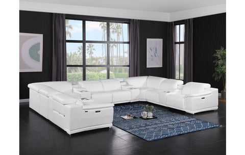 9762 DivanItalia White 12-Piece Sectional – Top Grain Italian Leather with 4 Power Recliners and 4 ConsolesModel:  9762-WHITE-12PC-4PWR-U-SECTIONAL-GROUP
