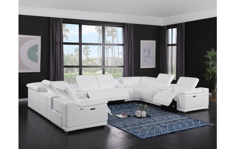 9762 DivanItalia White 12-Piece Sectional – Top Grain Italian Leather with 4 Power Recliners and 4 ConsolesModel:  9762-WHITE-12PC-4PWR-U-SECTIONAL-GROUP