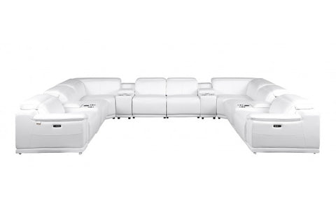 9762 DivanItalia White 12-Piece Sectional – Top Grain Italian Leather with 4 Power Recliners and 4 ConsolesModel:  9762-WHITE-12PC-4PWR-U-SECTIONAL-GROUP