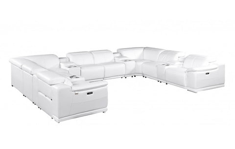 9762 DivanItalia White 12-Piece Sectional – Top Grain Italian Leather with 4 Power Recliners and 4 ConsolesModel:  9762-WHITE-12PC-4PWR-U-SECTIONAL-GROUP