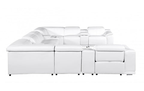 9762 DivanItalia White 12-Piece Sectional – Top Grain Italian Leather with 4 Power Recliners and 4 ConsolesModel:  9762-WHITE-12PC-4PWR-U-SECTIONAL-GROUP
