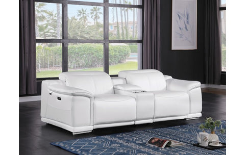 9762 DivanItalia White Modular Power Reclining Loveseat – Top Grain Italian LeatherModel:  9762-WHITE-3.2-HT