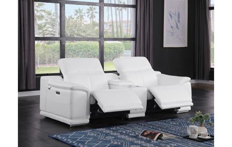 9762 DivanItalia White Modular Power Reclining Loveseat – Top Grain Italian LeatherModel:  9762-WHITE-3.2-HT