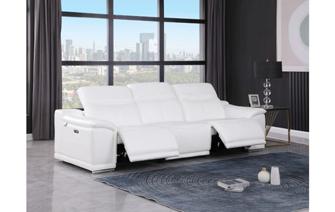9762 DivanItalia White Top Grain Italian Leather Power Reclining Sofa with Dual ReclinersModel:  9762-WHITE-3.2-S-HT
