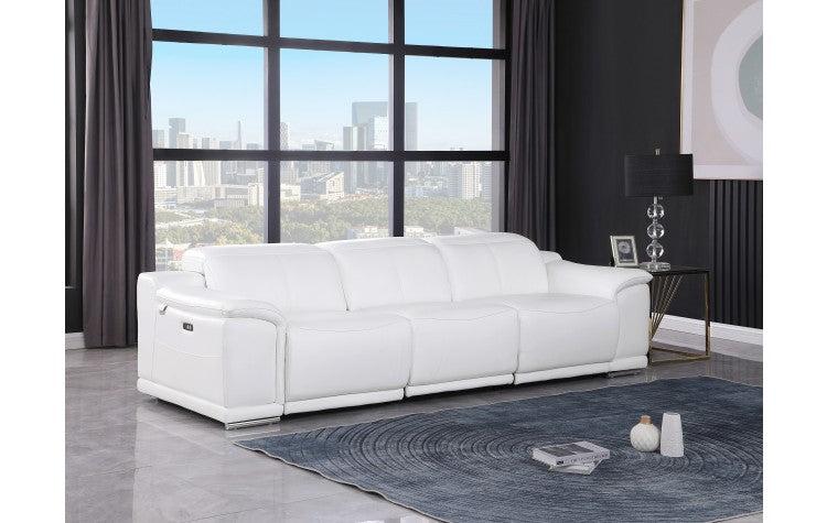 9762 DivanItalia White 3-Piece Modular Power Reclining Sofa – Top Grain Italian LeatherModel:  9762-WHITE-3.3-HT
