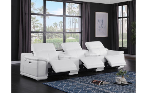 9762 DivanItalia White 5-Piece Modular Power Reclining Sofa – Top Grain Italian LeatherModel:  9762-WHITE-5.3-HT