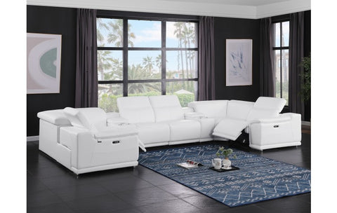 9762 DivanItalia White 8-Piece Sectional – Top Grain Italian Leather with 2 Power Recliners and 2 ConsolesModel:  9762-WHITE-8PC-2PWR-U-SECTIONAL-GROUP