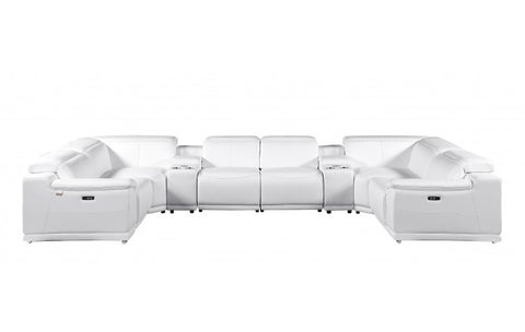 9762 DivanItalia White 8-Piece Sectional – Top Grain Italian Leather with 2 Power Recliners and 2 ConsolesModel:  9762-WHITE-8PC-2PWR-U-SECTIONAL-GROUP