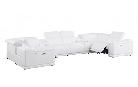 9762 DivanItalia White 8-Piece Sectional – Top Grain Italian Leather with 2 Power Recliners and 2 ConsolesModel:  9762-WHITE-8PC-2PWR-U-SECTIONAL-GROUP