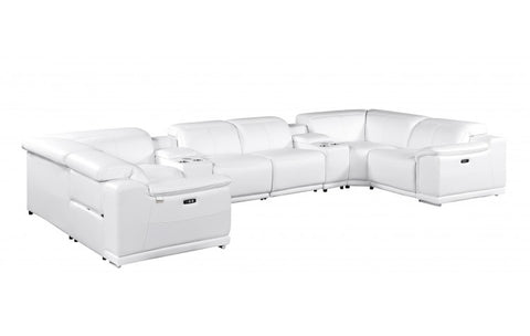 9762 DivanItalia White 8-Piece Sectional – Top Grain Italian Leather with 2 Power Recliners and 2 ConsolesModel:  9762-WHITE-8PC-2PWR-U-SECTIONAL-GROUP