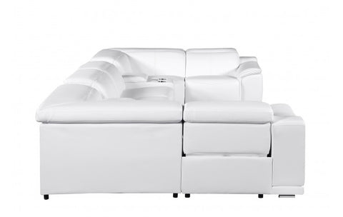 9762 DivanItalia White 8-Piece Sectional – Top Grain Italian Leather with 2 Power Recliners and 2 ConsolesModel:  9762-WHITE-8PC-2PWR-U-SECTIONAL-GROUP
