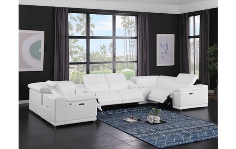 9762 DivanItalia White 8-Piece Sectional – Top Grain Italian Leather with 4 Power Recliners and 2 ConsolesModel:  9762-WHITE-8PC-4PWR-U-SECTIONAL-GROUP